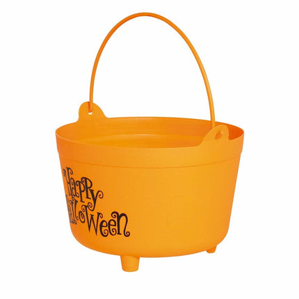 Cubo de caramelos naranja Happy Halloween 30cm