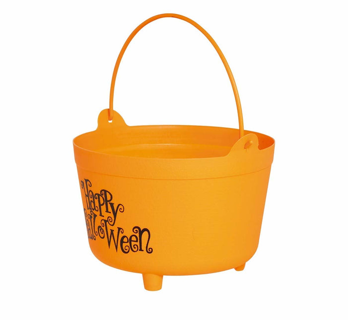 Cubo de caramelos naranja Happy Halloween 30cm
