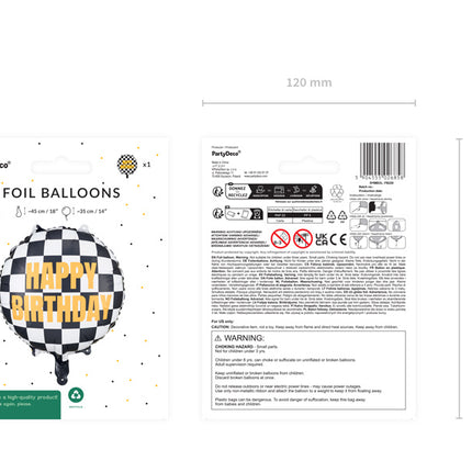 Feliz Cumpleaños Globo de Helio Bandera de Carrera Vacío 35cm