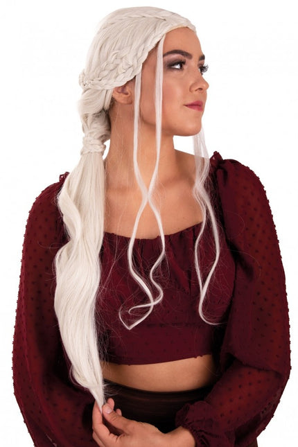 Dainerys Stormborn Peluca Larga Con Trenzas Rubio