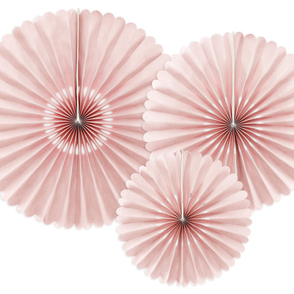 Abanicos de Papel Rosa Claro Set 23-40cm 3 piezas