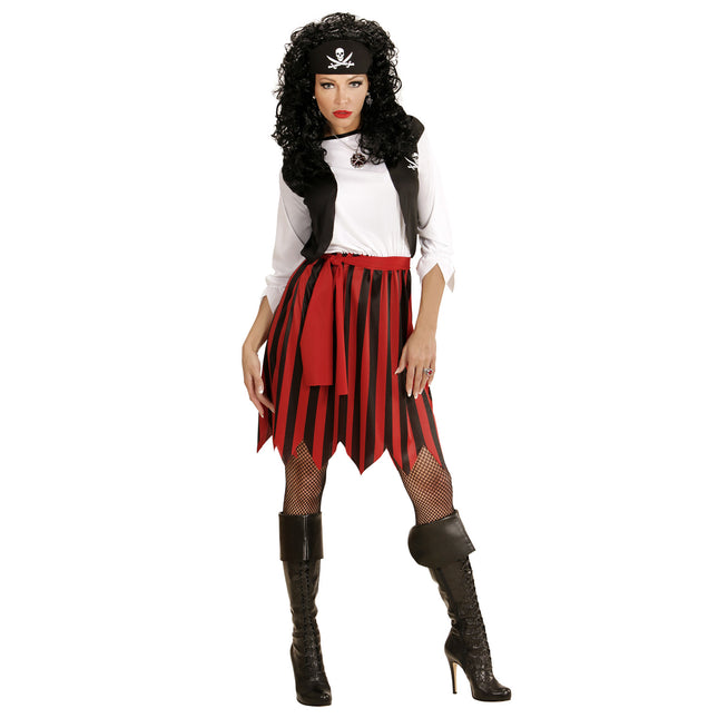 Vestido Pirata Negro Rojo Señoras Rayas Con Chaleco