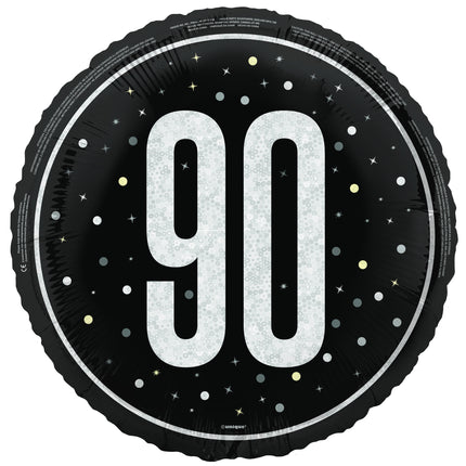 90 Años Globo de Helio Negro Vacío 45cm