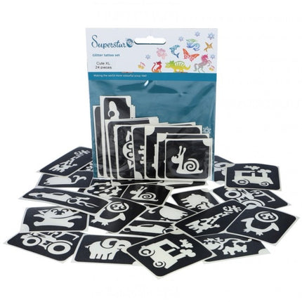 Plantilla Tatuaje Negro Animales 24pcs
