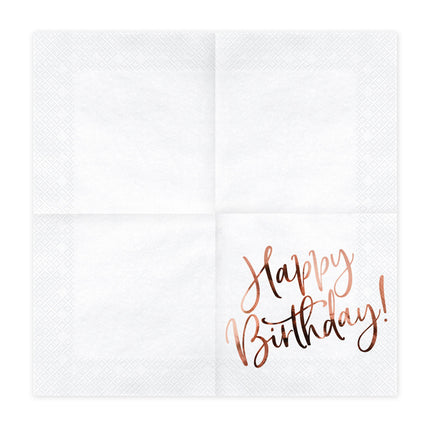 Servilletas Feliz Cumpleaños Blanco 33cm 20pcs