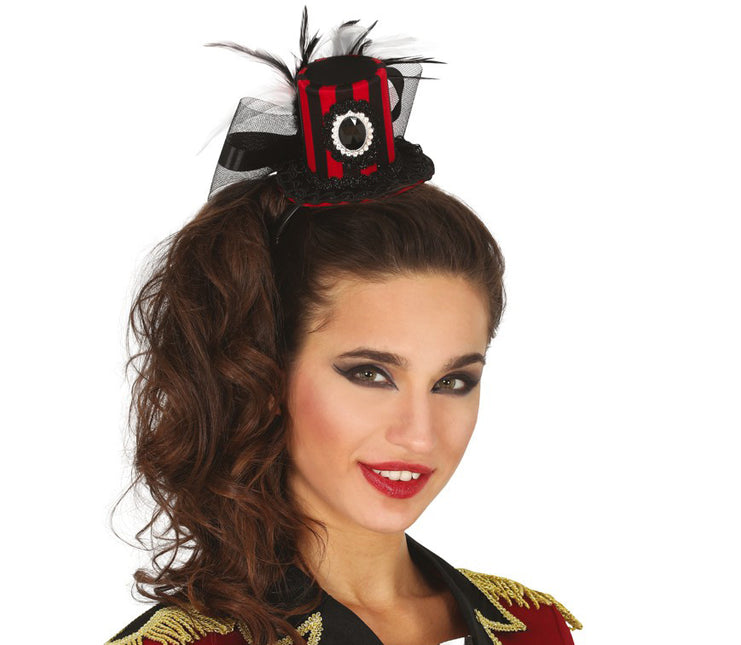 Halloween Tiara Mini Sombrero Negro Rojo