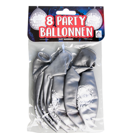 Globos Just Married Plata 30cm 8pcs