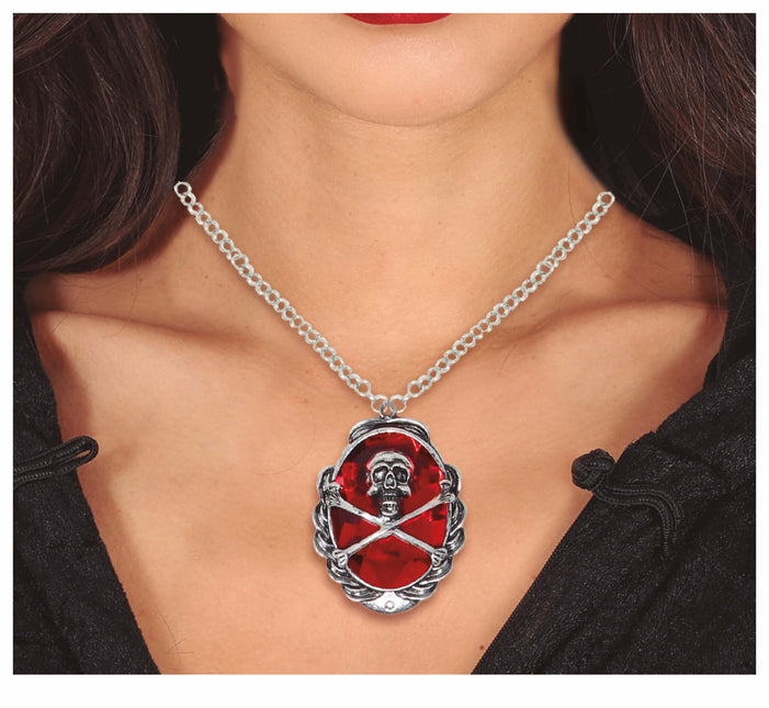 Collar de Halloween de plata Cabeza de Muerte