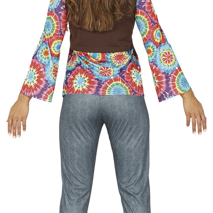 Disfraz Hippie 60S Color Damas Con Chaleco Marrón