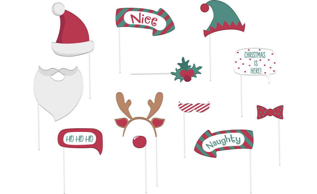 Atrezzo para fotomatón de Navidad 12 piezas