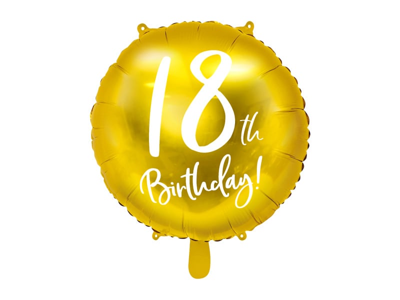 Globo de Helio 18 Cumpleaños Oro Vacío 45cm