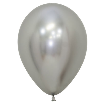 Globos Reflex Plata 23cm 80pcs
