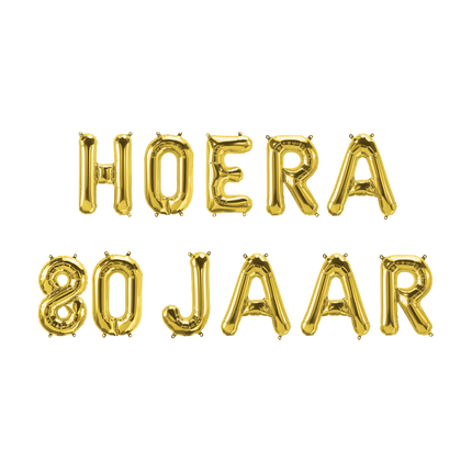 Set Globos Oro 80 Años Hurra 1.9m