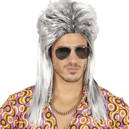 Peluca 80s Aso Larga Gris