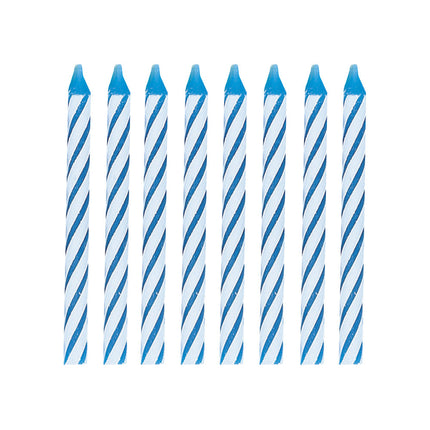 Velas Azules Rayas 14cm 24pcs