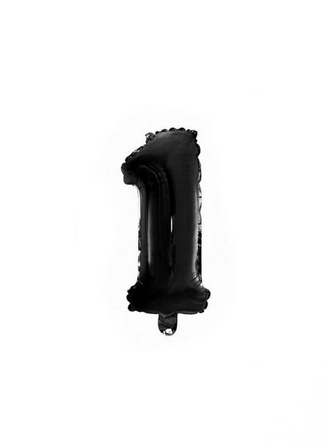 Globo Foil Figura 1 Negro 41cm con Pajita