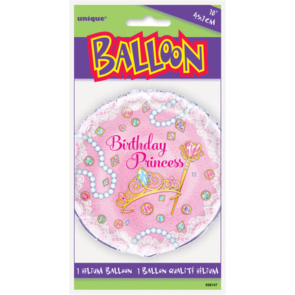 Globo de Helio Cumpleaños Princesa Rosa 45cm vacio