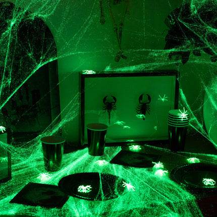 Tela de araña de Halloween que brilla en la oscuridad