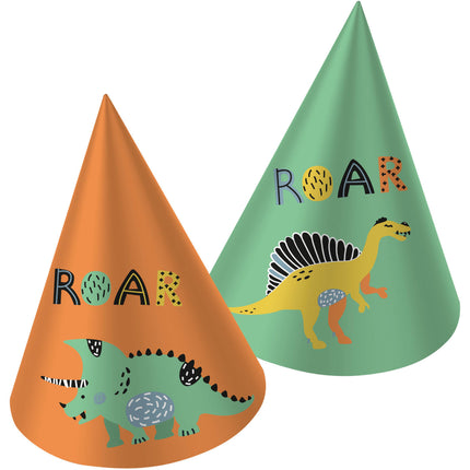 Sombreros de fiesta Dino Ruge 6pcs