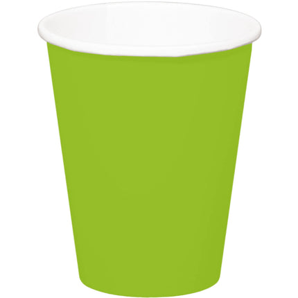 Vasos de cartón verde lima 350ml 8uds.