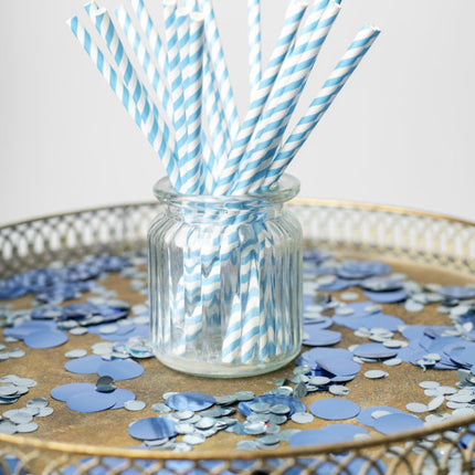 Pajitas de Papel Rayas Azules 19.7cm 20pcs