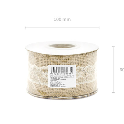 Cinta de Arpillera Encaje Blanco 5cm 5m