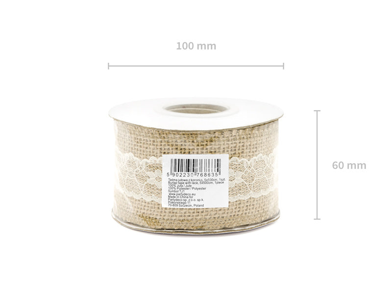 Cinta de Arpillera Encaje Blanco 5cm 5m