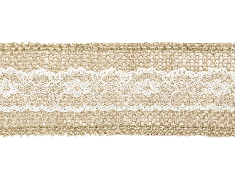 Cinta de Arpillera Encaje Blanco 5cm 5m