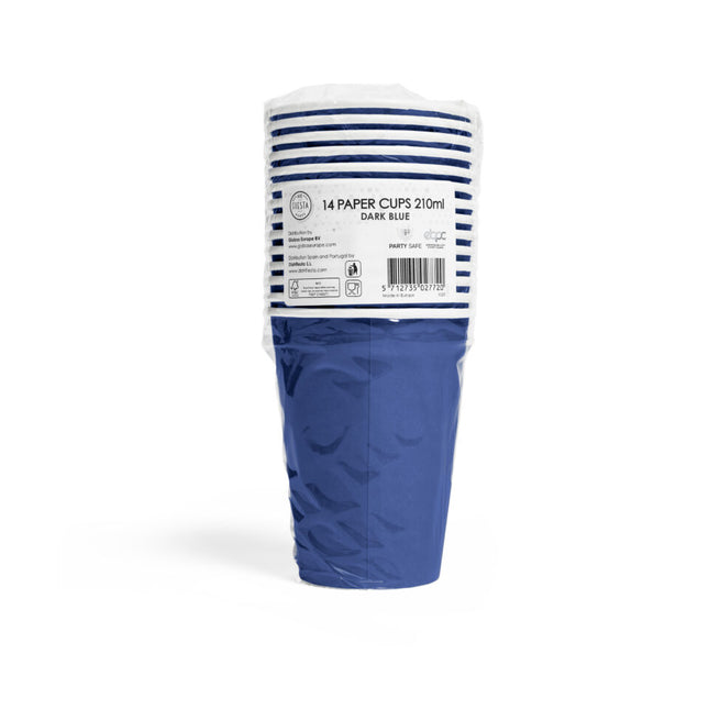 Vasos Azul Oscuro Papel 210ml 14uds.