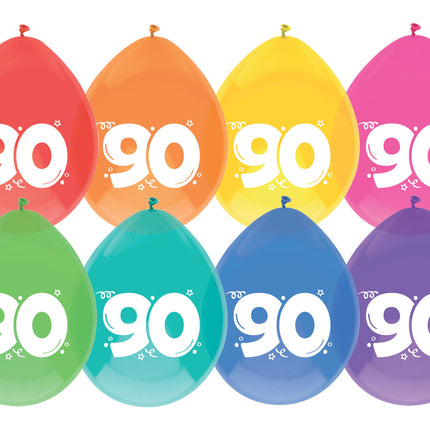 Globos 90 Años Coloreados 30cm 8pcs