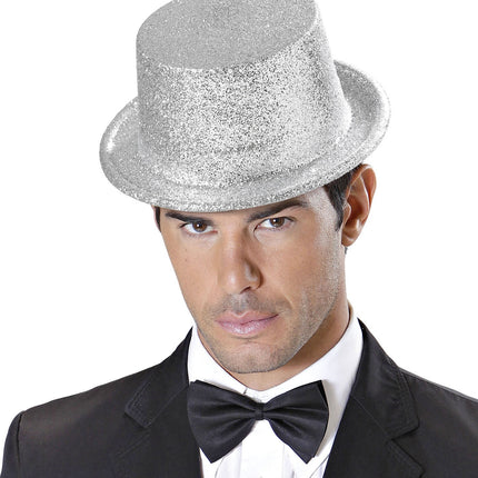 Purpurina plateada para sombreros altos