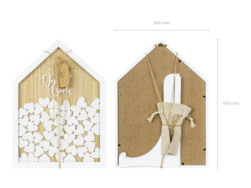 Libro de visitas de madera Corazones 43cm