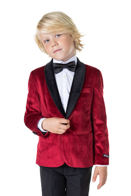 Blazer de terciopelo rojo burdeos chico <tc>OppoSuits</tc>