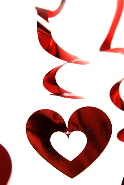 Decoración Colgante Corazones Rojo 60cm 5pcs