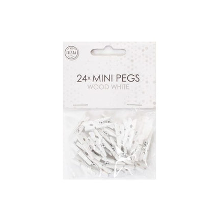 Mini Clavijas Madera Blanco 24uds.