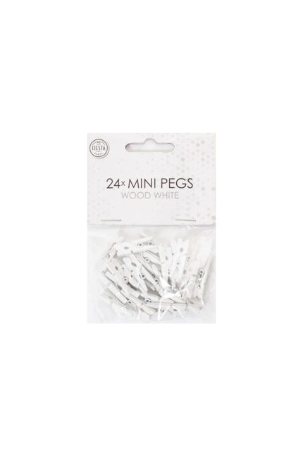Mini Clavijas Madera Blanco 24uds.