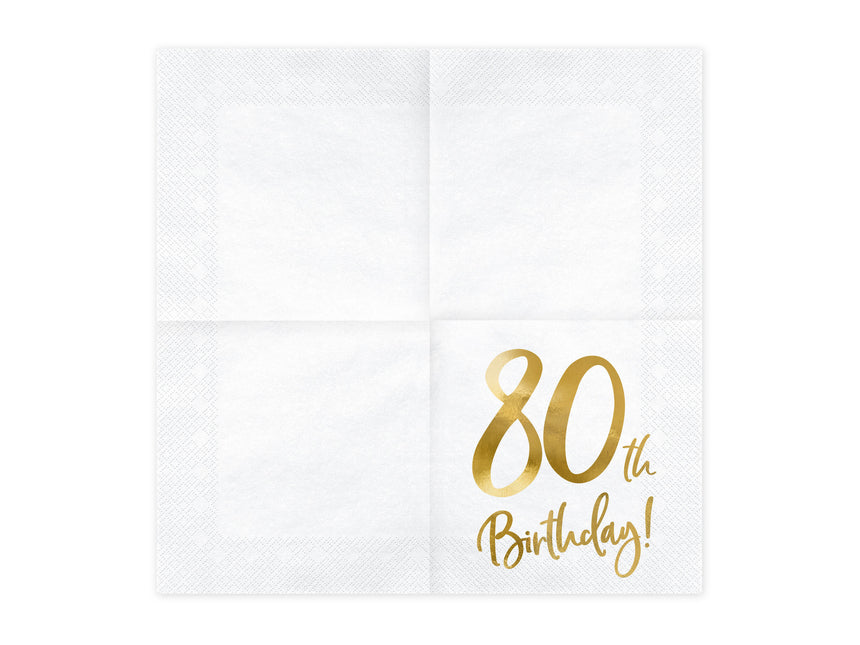 Servilletas 80 Años Blanco 33cm 20pcs