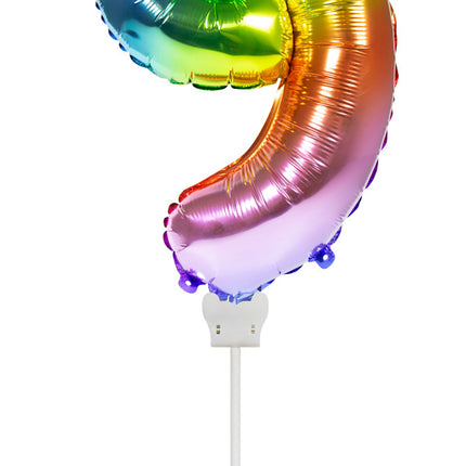 Globo Foil Figura 9 Arco Iris 36cm con Palo