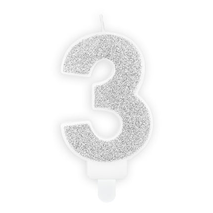 Vela 3 Años Plata 7cm