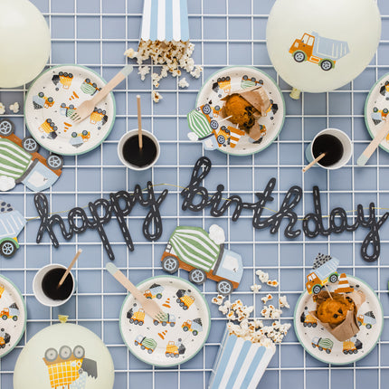 Feliz Cumpleaños Letra Guirnalda Vehículos de Construcción 2m