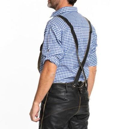 Lederhose Corto de Piel Negro y Cinturón