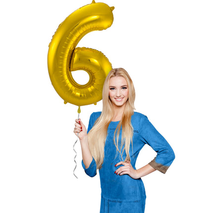 Globo Foil Figura 6 Oro Metalizado XL 86cm vacío