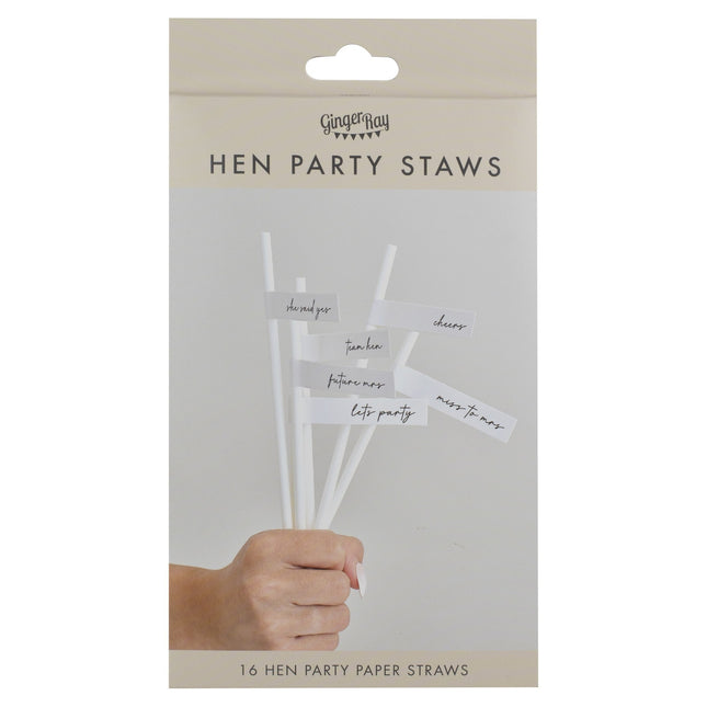 Pajitas Despedida de Soltera Blancas 16pcs