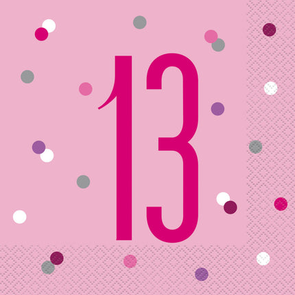 Servilletas 13 Años Rosa 33cm 16pcs