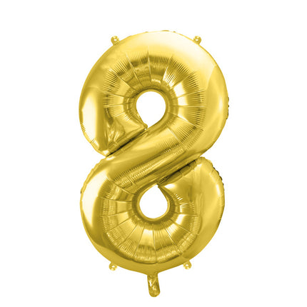 Globo Figura 8 Años Oro Vacío 72cm