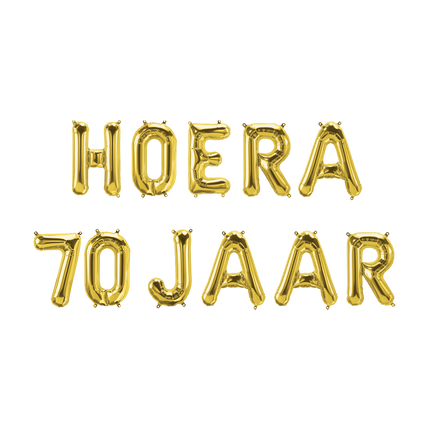 Set Globos Oro 70 Años Hurra 1,9m