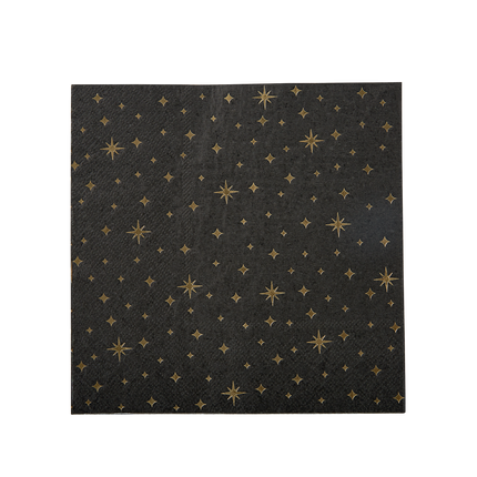Servilletas Oro Estrellas Negro 17cm 16pcs