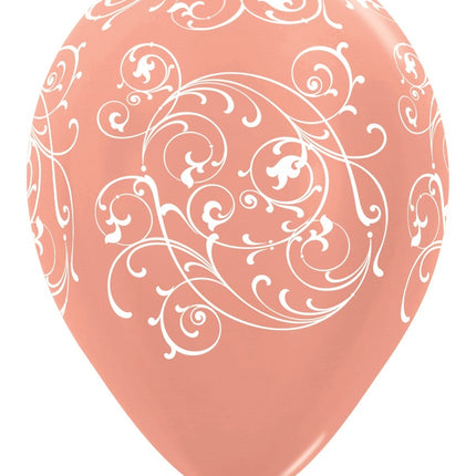 Globos Filigrana Oro Rosa Metalizado 30cm 25pcs
