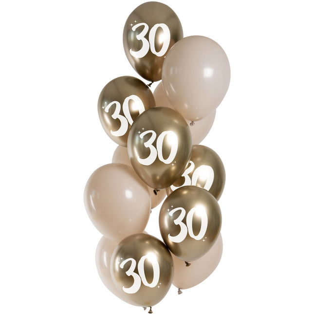 Globos de Oro 30 Años Cromados 33cm 12pcs