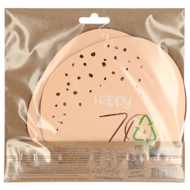 Decoración Colgante 70 Años Oro Rosa 75cm 5pcs